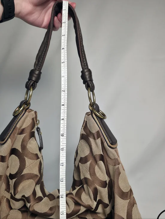 PROJECT Coach Kristen Hobo Tan Brown Sateen Canvas Monogram Slouchy Shoulder Bag - Picture 15 of 15